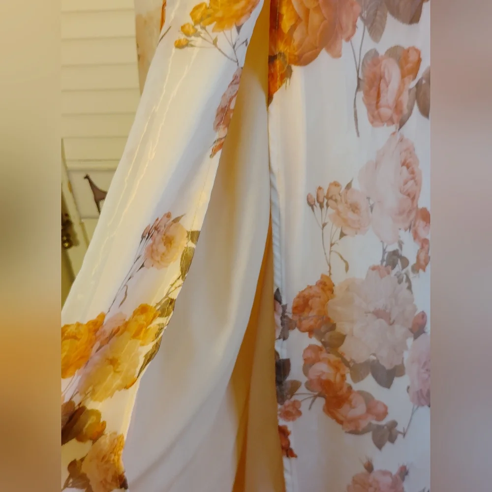 SHEIN Floral Maxi Dress - Orange and Cream - Picture 9 of 11